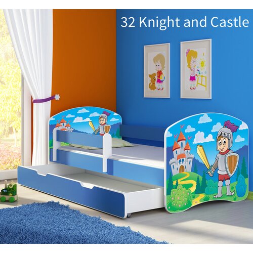  Dječji krevet ACMA s motivom, bočna plava + ladica 160x80 cm 32 Knight Cene