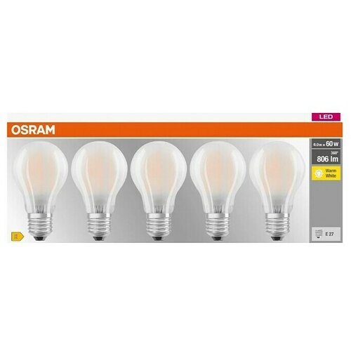 Osram Set LED žarulja E27 Classic A60 (6 W, 806 lm, Boja svjetla: Topla bijela, 5 Kom., Mat) Cijene