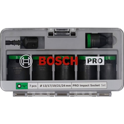 Bosch set kovanih nasadnih ključeva sa adapterom, 1/2", 7 delova u kutiji, pro impact socket 2608003032 Cene