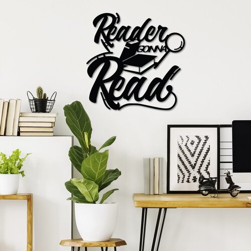 Wallity zidna dekoracija reader gonna read, 50 x 50 cm, crna Cene