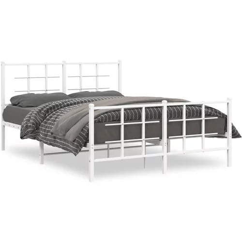 Metalni okvir kreveta uzglavlje i podnožje bijeli 135 x 190 cm