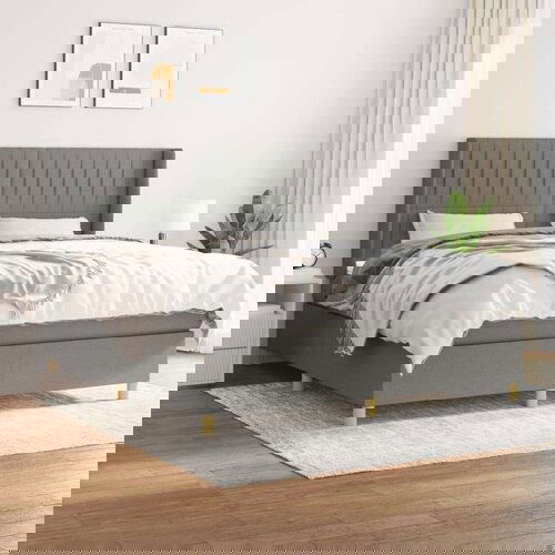  Okvir kreveta s oprugama i madrac svjetlosivi 160x200cm tkanina Slike