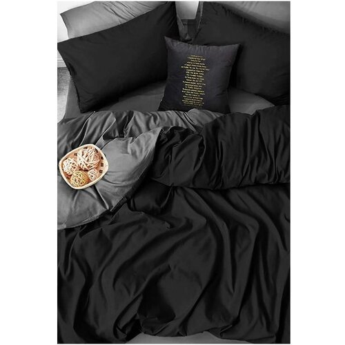Mila Home Crno-siva pamučna posteljina za krevet za jednu osobu/s produženom plahtom 160x220 cm - Slike