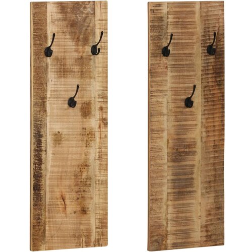 vidaXL Stenski obešalnik za plašče 2 kosa trden mangov les 36x110x3 cm, (20768569) Cene