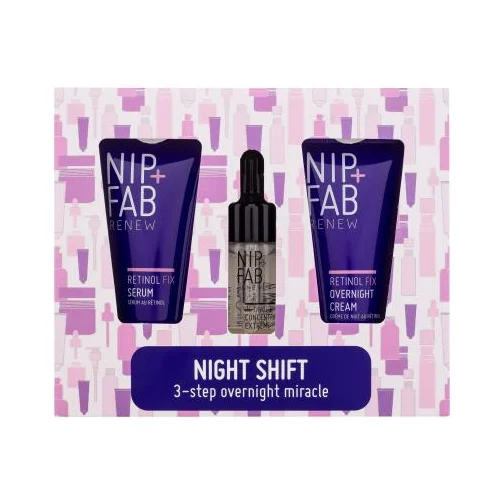 NIP+FAB Renew Night Shift set: serum za obraz Retinol Fix Serum 20 ml + krema za obraz Retinol Fix Overnight Cream 20 ml + serum za obraz Retinol Fix Concentrate Extreme 10 ml za ženske