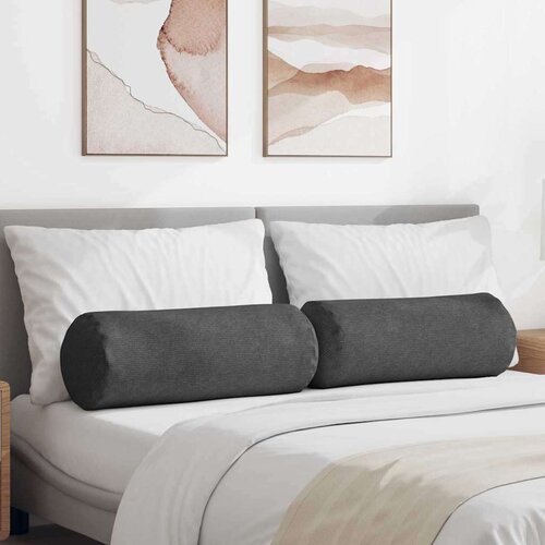 vidaXL valjkasti jastučići 2 pcs tamno siva Ø 25 x 70 cm Cene