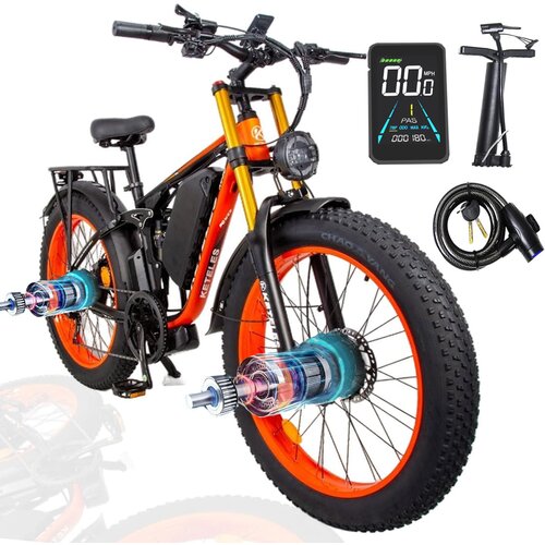 BENFUTO K800 pro električno kolo, 2 * 1000W dvojni motor, polno vzmetenje. velika izboljšana sprednja vilica, 23ah baterija, 26 * 4.0 maščobne pnevmatike, barvni zaslon(oranžna), (21233952) Cene
