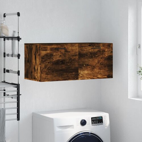 VidaXL Stenska omarica dimljeni hrast 80x36,5x35 cm inženirski les Slike