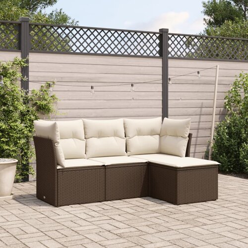 vidaXL 4-dijelni set vrtnih sofa od poliratana s jastucima smeđi Cijene