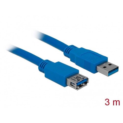 Delock USB kabel USB 3.2 gen. 1 (USB 3.0) USB-A vtič\, USB-A vtičnica 3.00 m modra pozlačeni konektorji 82540, (20416423) Cene