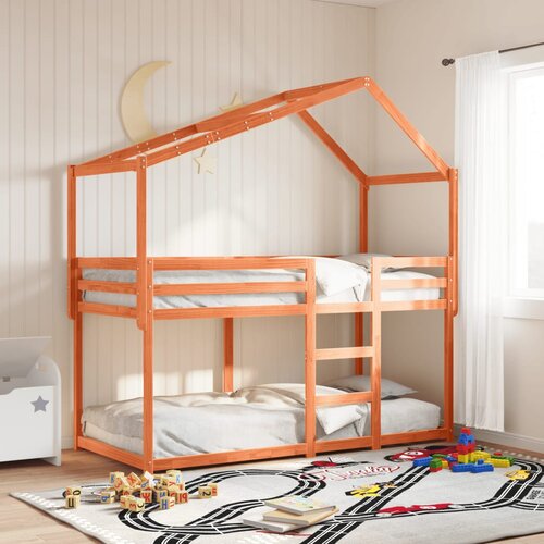 vidaXL Streha za otroško posteljo rjava 203x95,5x142 cm borovina Cene