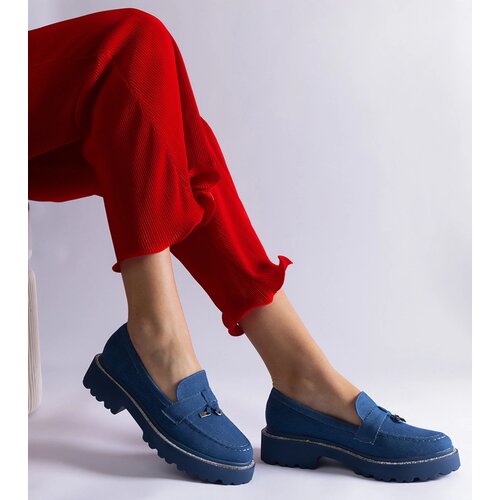 Gemre Henley blue moccasins embellished with rhinestones Slike