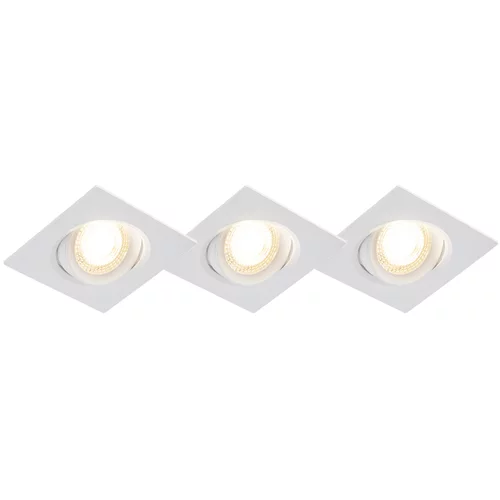 QAZQA Komplet 3 vgradnih reflektorjev bele barve vključno z LED 3-stopenjskim zatemnjevanjem - Miu