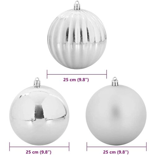 VidaXL Set Božićnih Ukrasnih Kuglica Ostalo 3 pcs Srebrno &amp;Oslash; 25 cm Slike