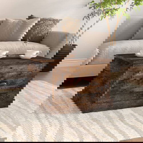 VidaXL Klubska mizica dimljeni hrast 50x50x35 cm inženirski les Slike