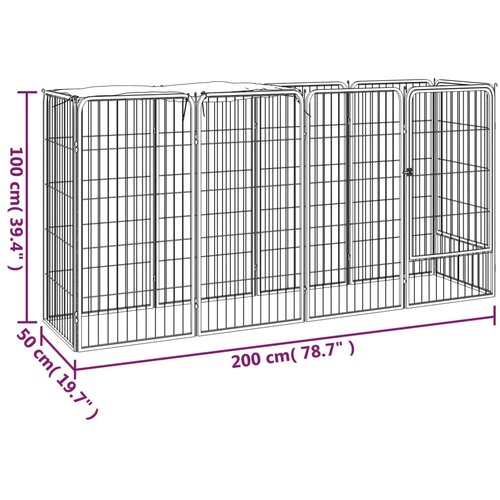  Ograda za pse s 10 panela crna 50 x 100 cm čelik obložen prahom Slike