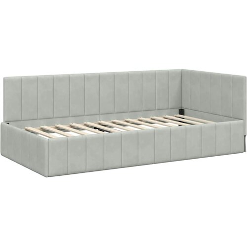  Kutni krevetni okvir s madracem 2 kom. Svjetlosiva 90 x 190 cm Slike
