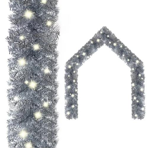 vidaXL Božična girlanda z LED lučkami 10 m srebrna