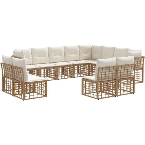  Set vanjskih sofa Prirodna i krema bijela Poliester - Prirodna i kremasto bijela bez stola Cene
