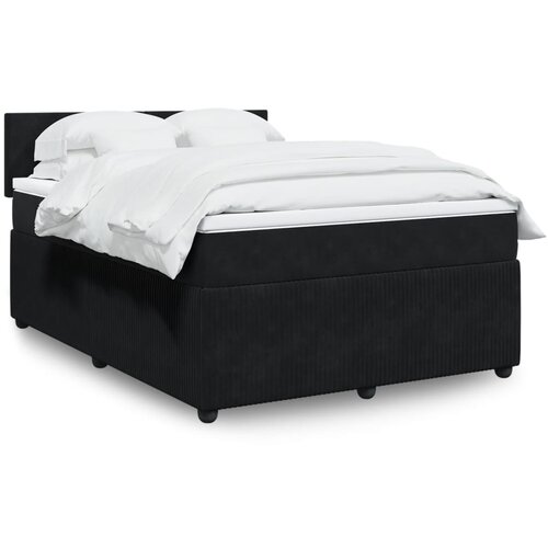 vidaXL Box spring posteljni z vzmetnico črn 140x190 cm žamet Cene