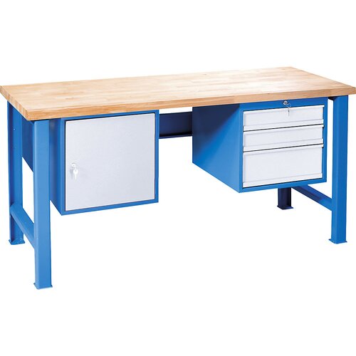  Modularna delovna miza, 2 viseči omarici - 1 s 3 predali, 1 z vrati (višina 421 mm), širina 1700 mm Cene