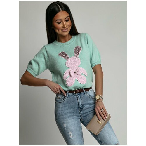 Fasardi Women's sweater with pistachio rabbit Slike