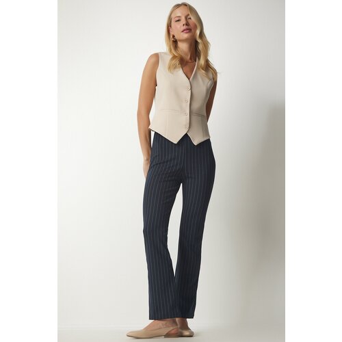  Women&amp;#039;s Navy Blue Striped Casual Pants Slike