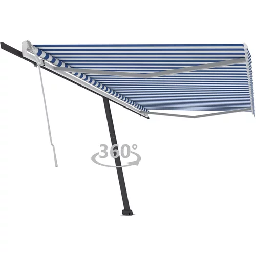 vidaXL samostojeća tenda na ručno uvlačenje 500 x 350 cm plavo-bijela
