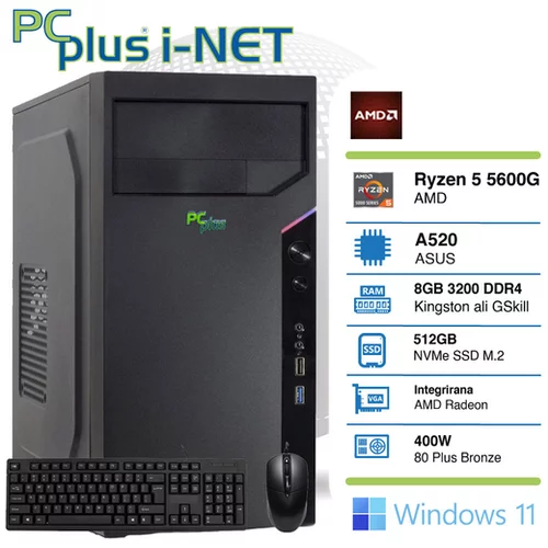 PCPLUS i-net ryzen 5 5600g 8gb 512gb nvme m.2 ssd miška tipk