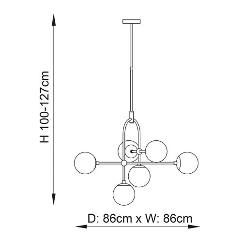  Endon 106661 - Luster na &amp;scaron;tapu ONTARIO 6xE14/7W/230V crna/dimljena crna Slike