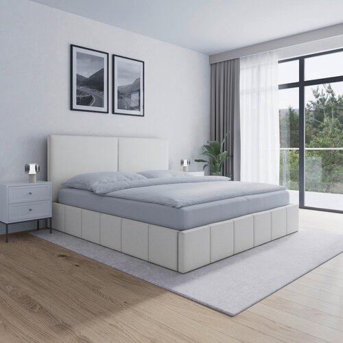 Bessagi Home Oblazinjena Postelja Mila, 180x200, Bela Cene