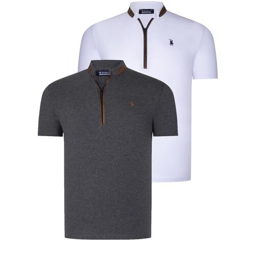 Dewberry DUAL SET T8571 ZIPPERED MENS T-SHIRT-ANTHRACITE-WHITE Cijene