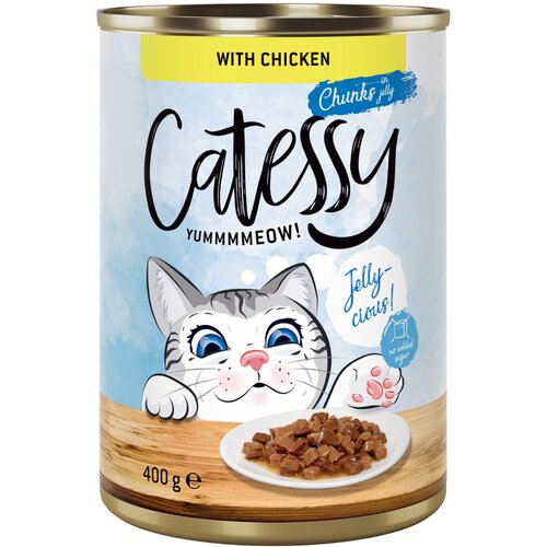 Catessy ko&amp;scaron;čki v omaki ali želeju 12 x 400 g - S pi&amp;scaron;čancem v želeju Slike