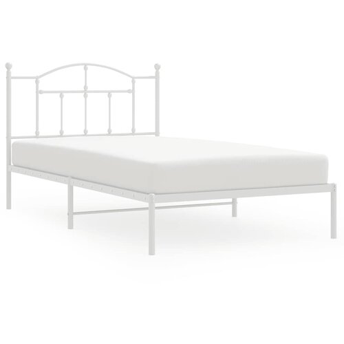  Metalni okvir za krevet s uzglavljem bijeli 107x203 cm Slike