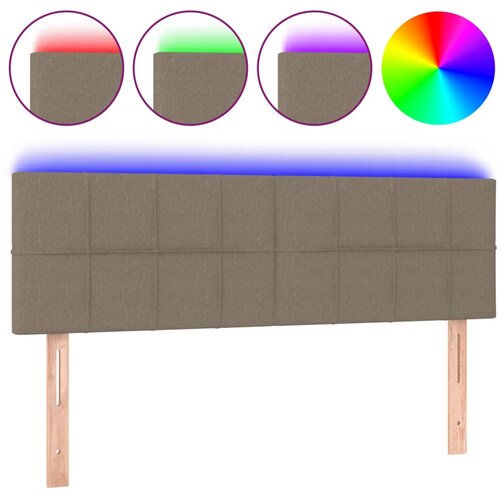  LED uzglavlje smeđesivo 144x5x78/88 cm od tkanine Slike