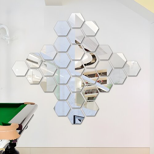 IZMAEL Ogledalne samoljepljive naljepnice za zid - Hexagon Cene