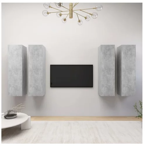  TV omarice 4 kosi betonsko sive 30,5x30x110 cm iverna plošča