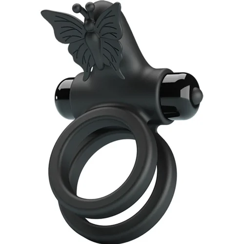 PRETTY LOVE MALE PRETTY LOVE - DOUBLE RING VIBRATOR WITH BLACK STIMULATOR