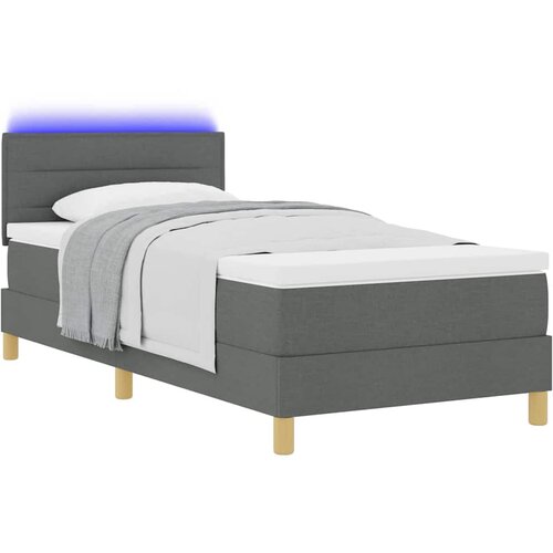  LED Box Spring Krevet s jastukom Tamno siva 80 x 200 cm tkanina Slike