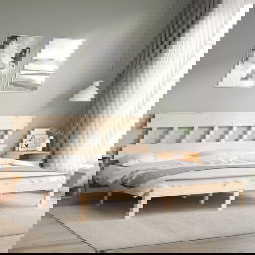 vidaXL Posteljni okvir z vzglavjem 6FT trden les Cene