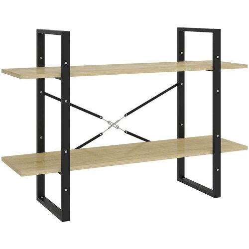 VidaXL Knjižna omara 2-nadstropna sonoma hrast 100x30x70 cm iverna pl. Slike
