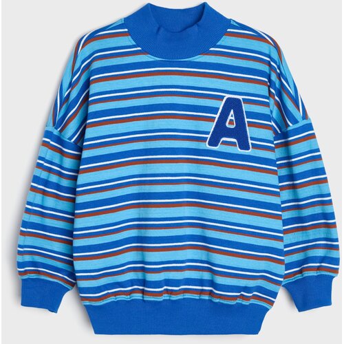 Sinsay Pamučna oversize majica crewneck s prugama Slike