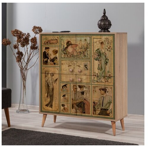 Hanah home Komoda Multilux 95x111x36cm Hrast Cene