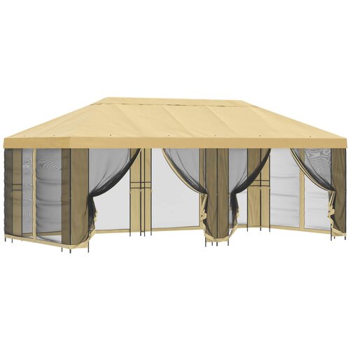 vidaXL Paviljon s stenami 6 x 3 m Krem Poliester in jeklo 190, (5000218813) Cene