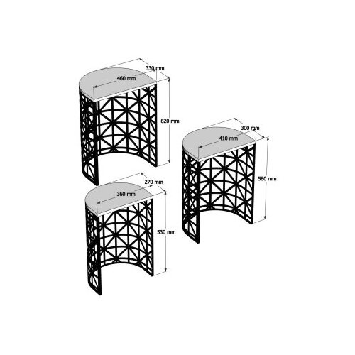 Hanah home Set klub stočića Stil Metal Ferforje, 3 komada, Orah Cene