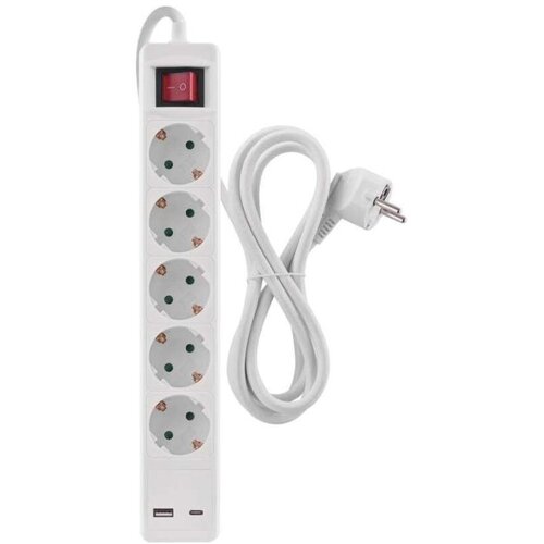 Emos Podaljšek 3 m / 5 vtičnice / s stikalom / beli / 1× USB-A + 1× USB-C / 1,5 mm2 Cene
