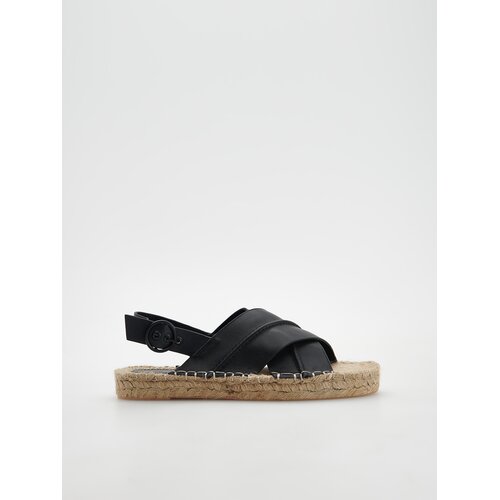 Reserved Espadrile s kožnim gornji&scaron;tem - crno Cijene