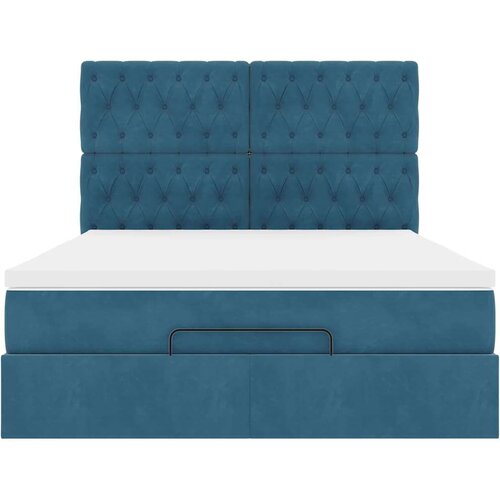 VidaXL otomanski krevet s madracima&amp;amp;led tamnoplavi 140x190cm bar&amp;scaron;un Slike