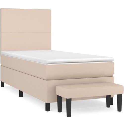 vidaXL Krevet s oprugama i madrac cappuccino 100x200cm od umjetne kože Cijene