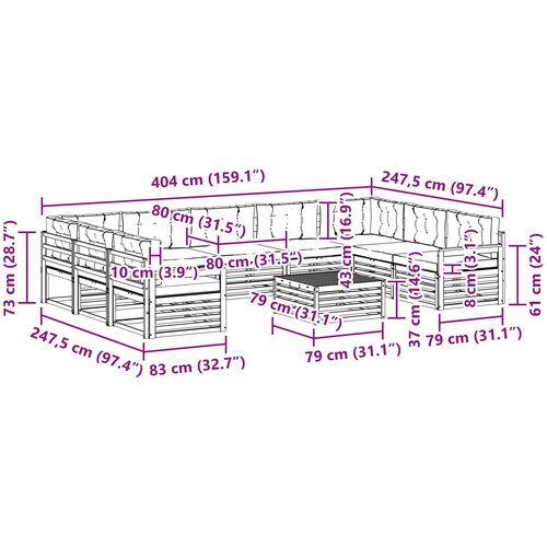  Set vanjskih sofa 10 kom. Prirodna i antracit 79 x 79 x 37 cm Slike